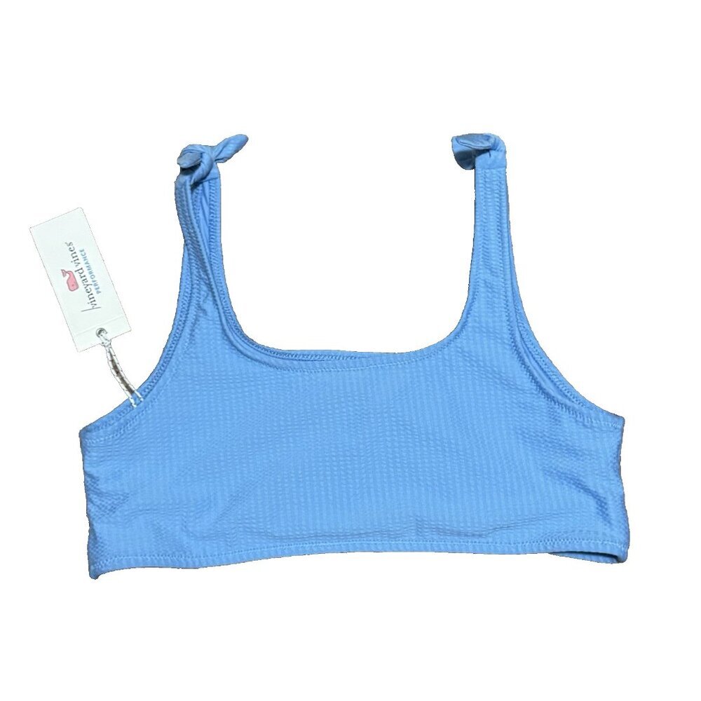 Vineyard Vines Women’s Tie Shoulder Bikini Swimwear Seersucker - Ocean Size XL